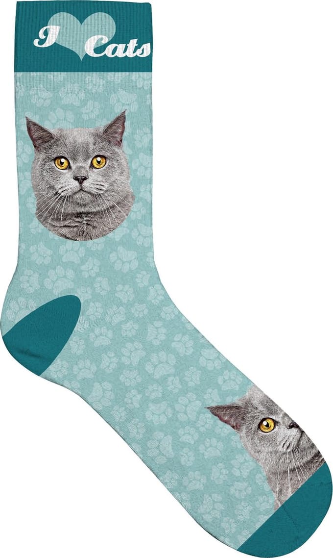 sokken Kat polyester blauw maat 31-36