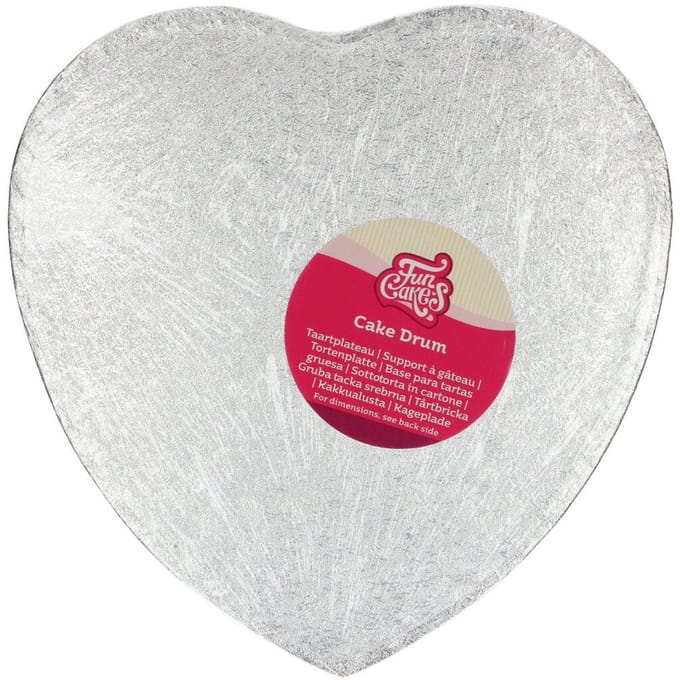 FunCakes Cake Drum Hart - Zilver - Ø27,5 cm / 12 mm - Taartonderlegger - Taartkarton