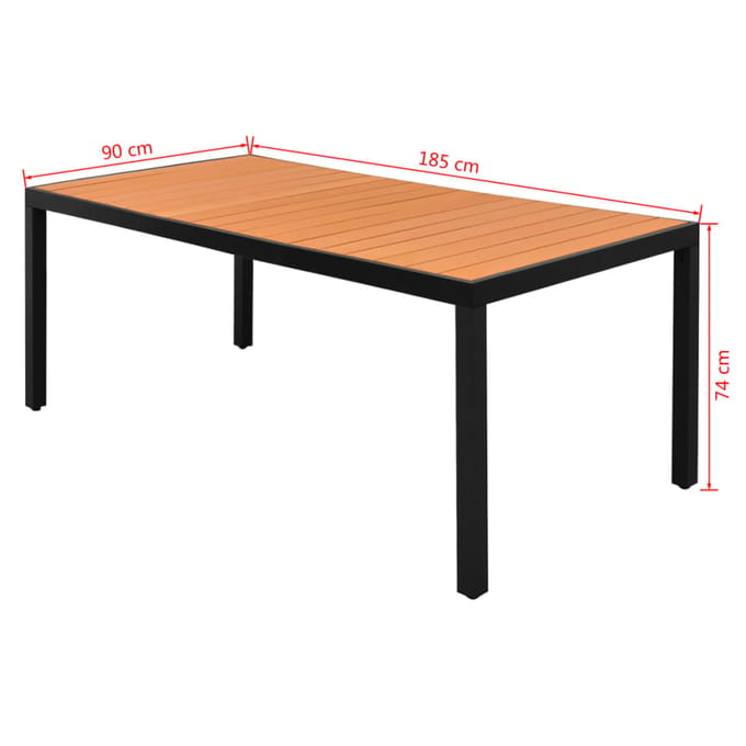 vidaXL - Tuintafel - 185x90x74 - cm - aluminium - en - HKC - bruin