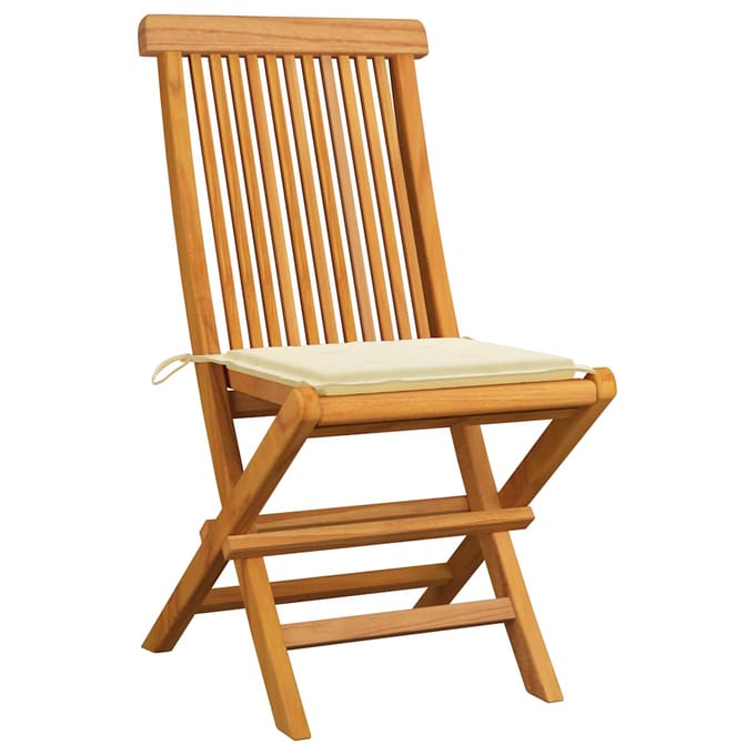vidaXL - Inklapbare - stoelen - 4 - st - met - crèmekleurige - kussens