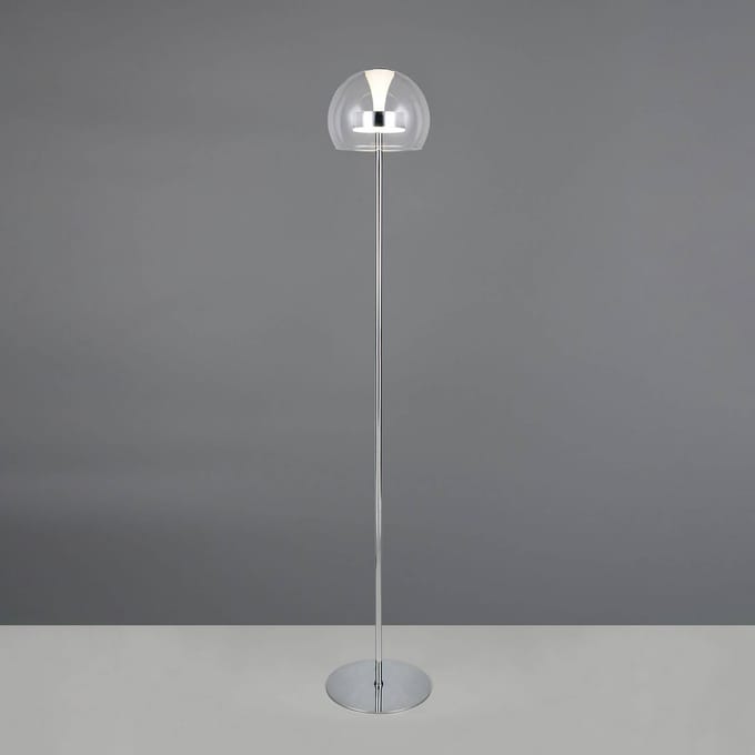 Trio Lighting LED vloerlamp Flynt, hoogte 130 cm, chroomkleurig, metaal, CCT