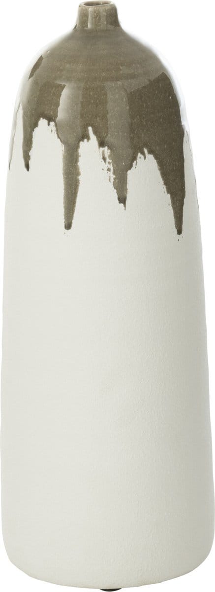 J-Line vaas Olea Fles - olijfgroen/wit - small - 47 cm hoog