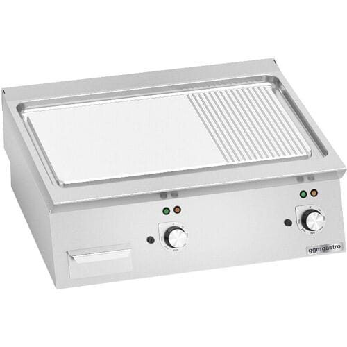 GGM Gastro Elektro Bratplatte - 9,6 kW - Glatt & Gerillt Zilver