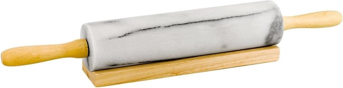 Deegroller Hout Marmer - Bakroller Keuken - Bakken & Deeg - Rechthoekig Ontwerp - 45cm Lengte - Natuurlijk