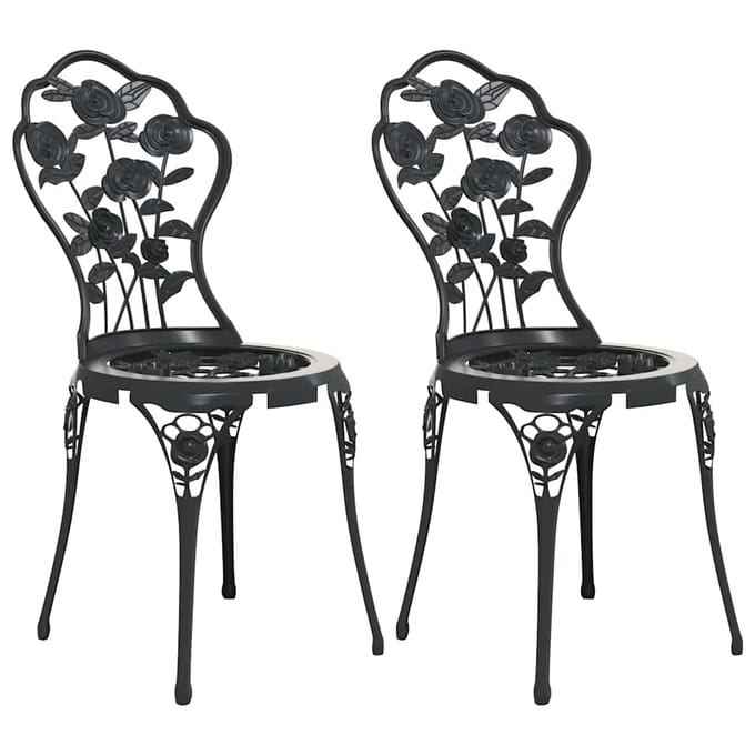 vidaXL - Bistrostoelen - 2 - st - gietaluminium - zwart