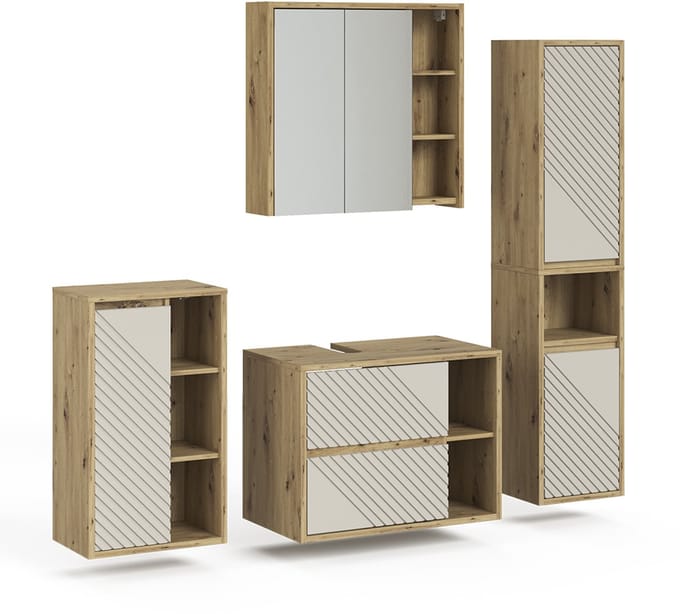 Vicco badkamermeubelset Viola, Artisanaal eiken, 4-delig