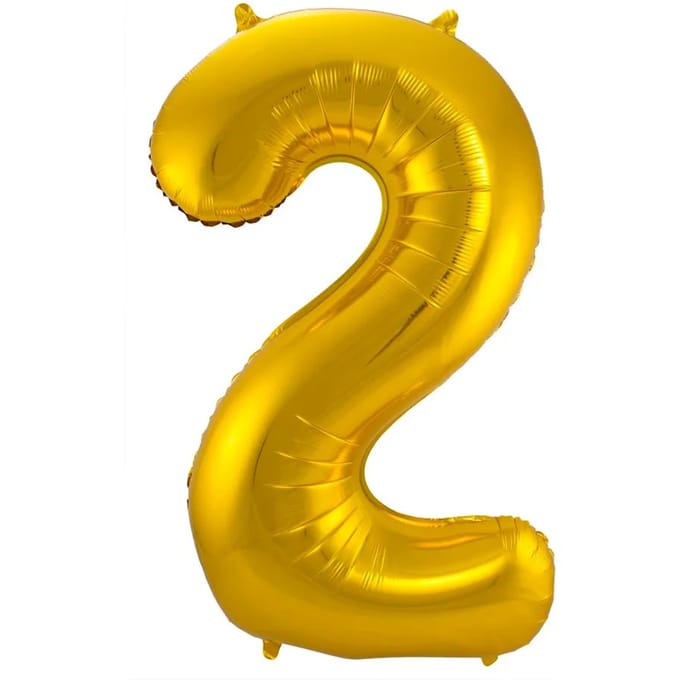 Folat - Folieballon Cijfer 2 Goud - 86 cm