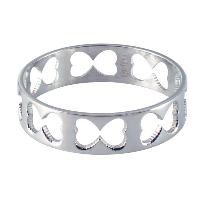 Quiges Stapelring Dames - Vulring Harten - RVS Zilverkleurig - Maat 19 - Hoogte 6mm