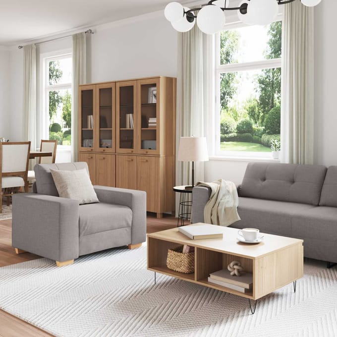 vidaXL - Bank - 3 - st - Taupe - Linnenmix - Stoffen