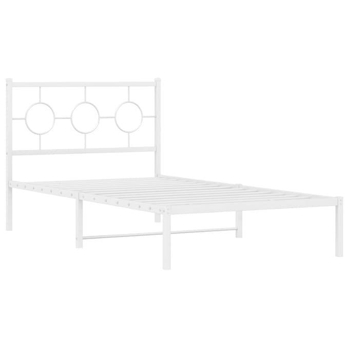 vidaXL - Bedframe - met - hoofdbord - metaal - wit - 100x200 - cm