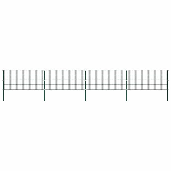 vidaXL - Schuttingpaneel - met - palen - ijzer - 694,5x80 - cm - groen