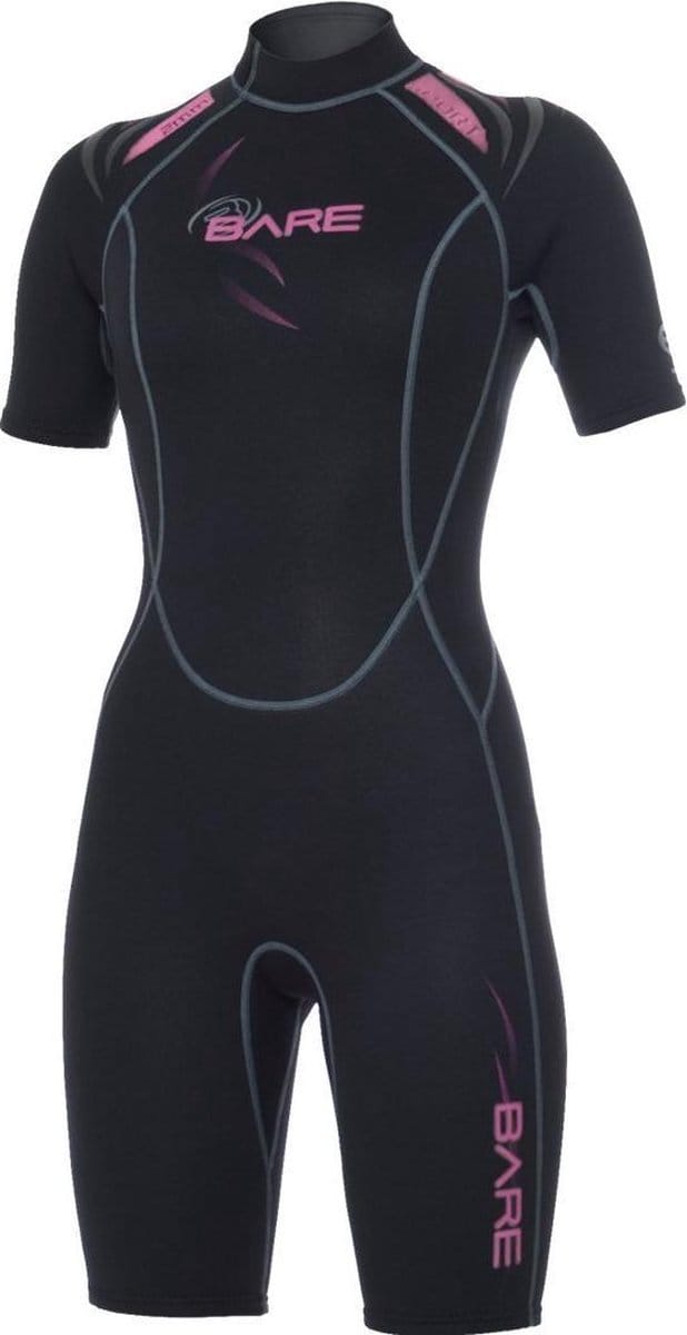Bare 2mm Shorty - Wetsuit - Dames - 10 - Zwart/Roze