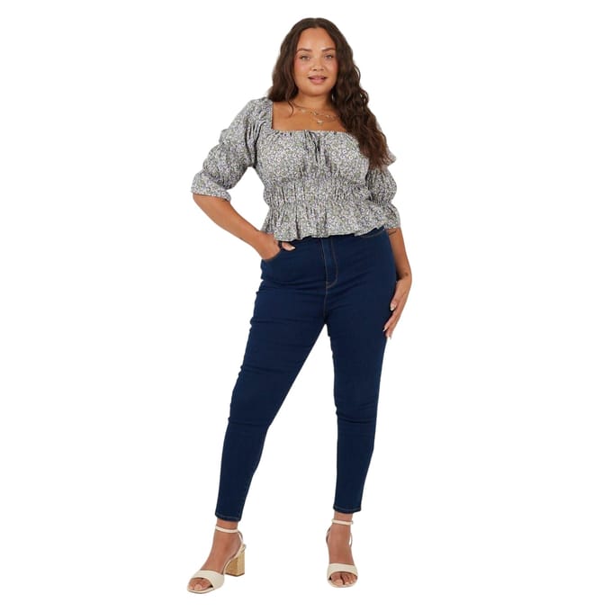 Brave Soul Dames/Dames High Rise Skinny Jeans (Lichtblauw)