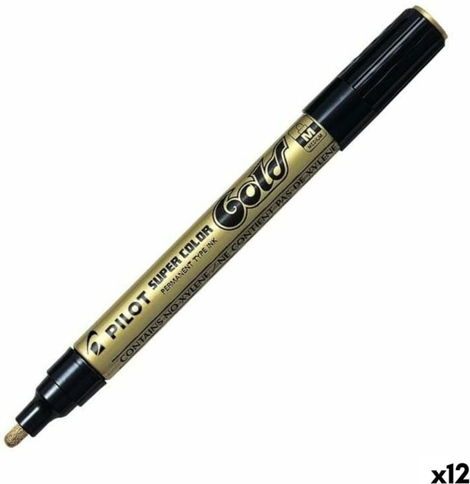 Permanente markeerstift Pilot Gouden (12 Stuks)