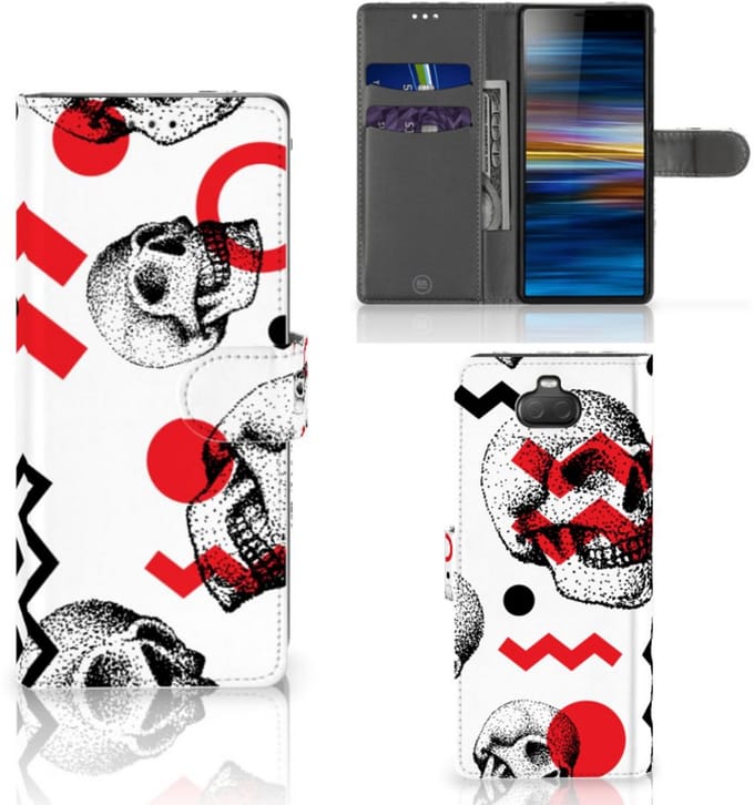 Telefoonhoesje met Naam Sony Xperia 10 Skull Red