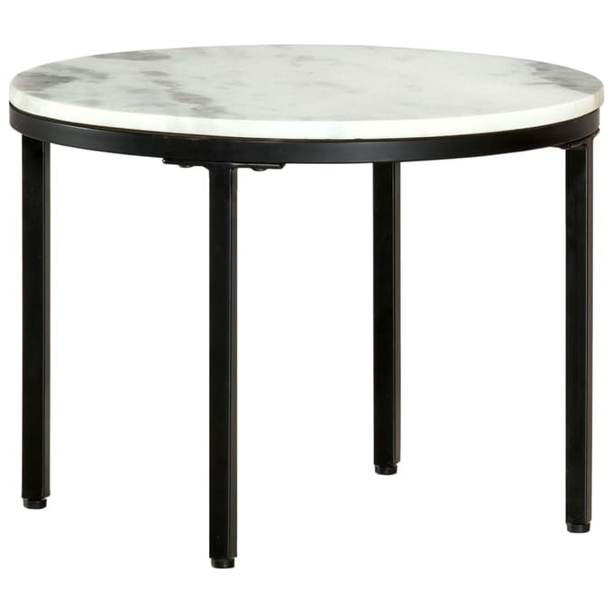 vidaXL - Salontafel - Ø50 - cm - echt - massief - marmer - wit - en - zwart