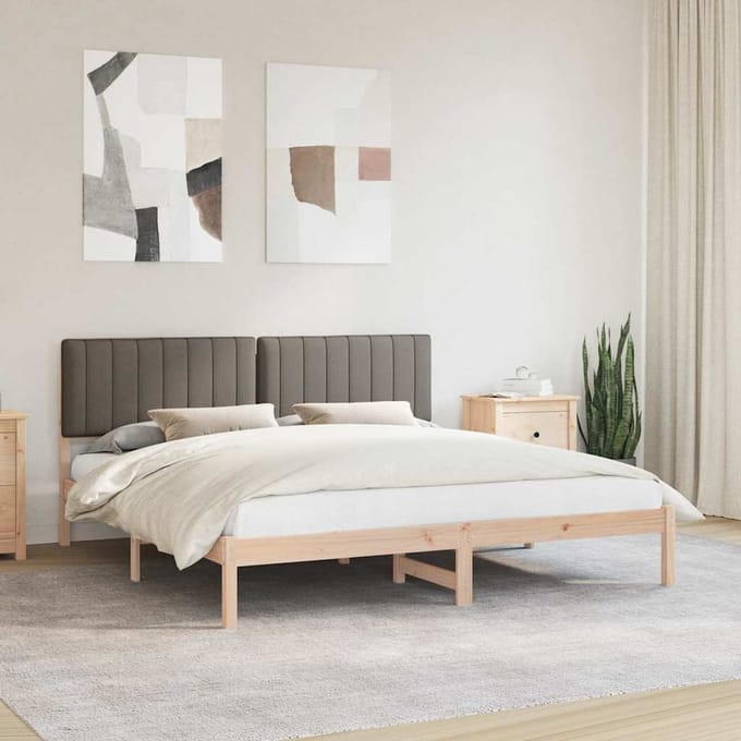 vidaXL - Bedframe - met - Gevoerde - Hoofdbord - Taupe - 180 - x - 200 - cm
