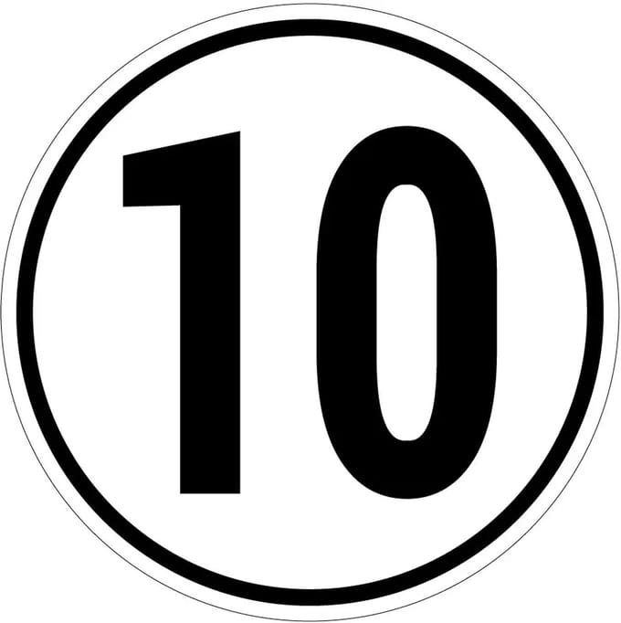 Tempo 10 bord | gecoat dibond materiaal | 15 cm