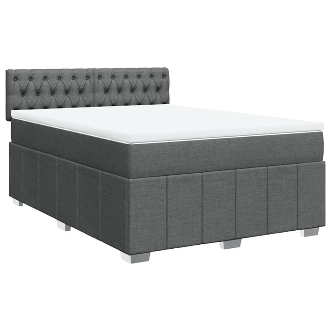vidaXL - Boxspring - met - matras - stof - donkergrijs - 140x200 - cm