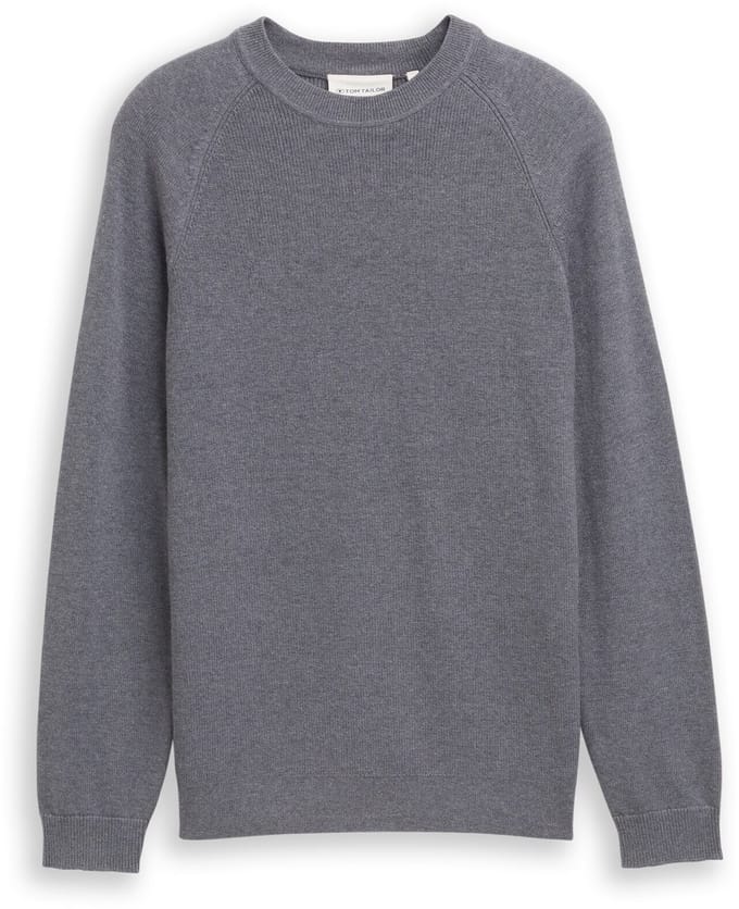 Tom Tailor - Gebreide trui met wol - Maat M - classic dark grey melange