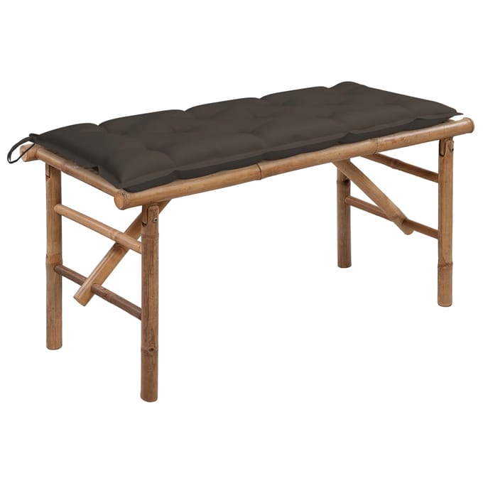 vidaXL - Tuinbank - inklapbaar - met - kussen - 118 - cm - bamboe