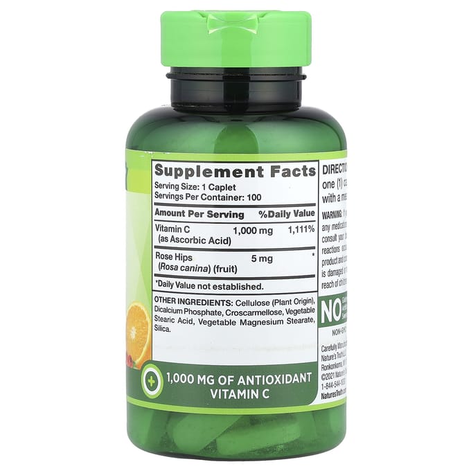 Nature's Truth, Vitamine C à l'églantier sauvage, 1 000 mg, 100 comprimés