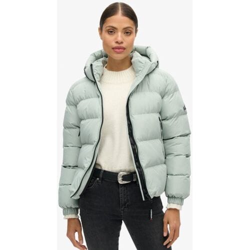 Superdry Sports Pufferjas met Capuchon Lichtgrijs Grootte: 36