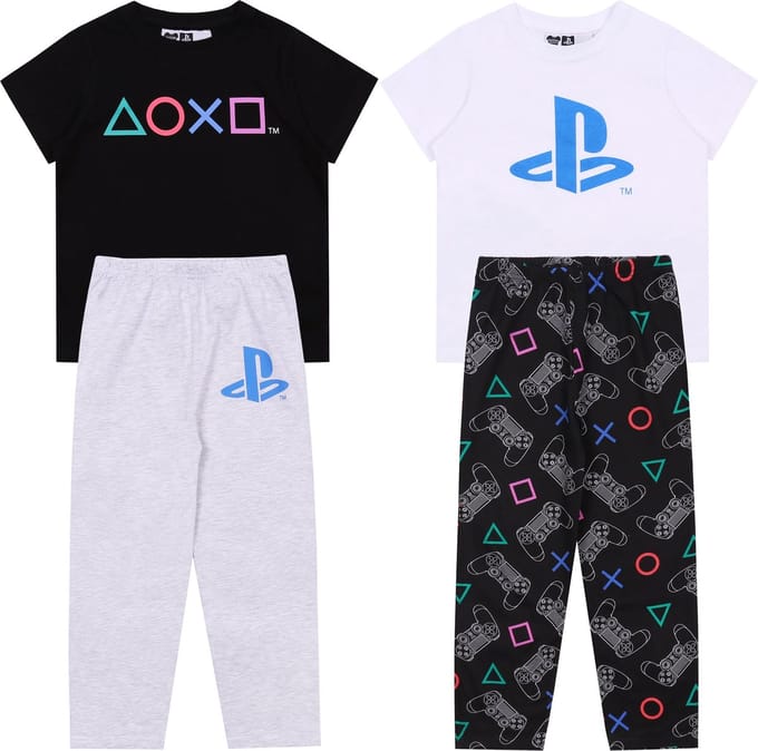 2x Jongens zwart-witte Playstation pyjama, OEKO-TEX