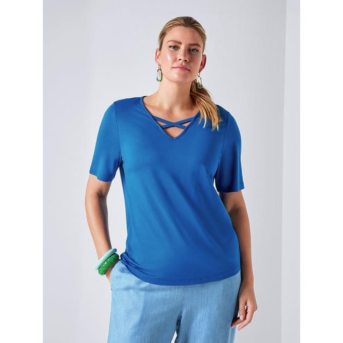 Shirt V-hals Van Emilia Lay blauw