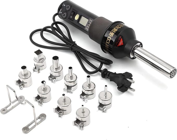 Heteluchtpistool - Warmtegereedschap - Elektronica Reparatie - Instelbare Temperatuur - 450 Watt - Zwart