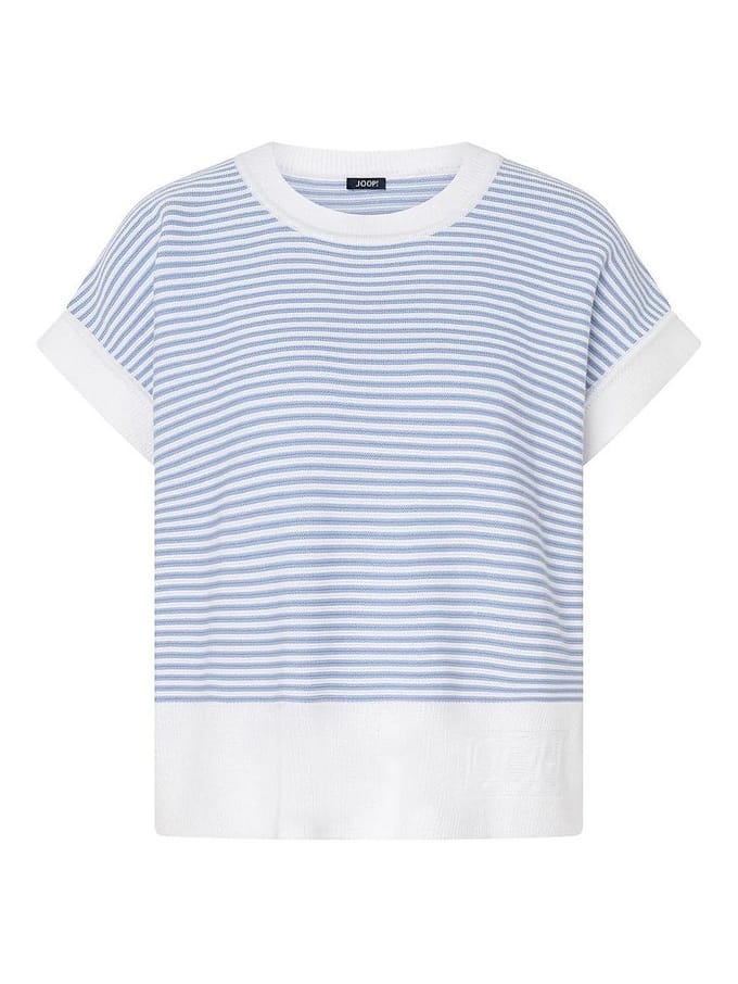 T-shirt van puur katoen in tricotlook model 'Kipe'
