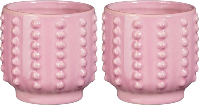 Mica Decorations Pot - 2x - boaz - gebobbeld - roze - 16 x 18 cm