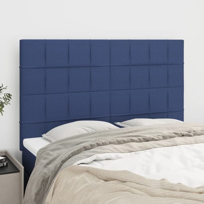 vidaXL - Hoofdbord - blauw - 144x5x118/128 - cm - stof