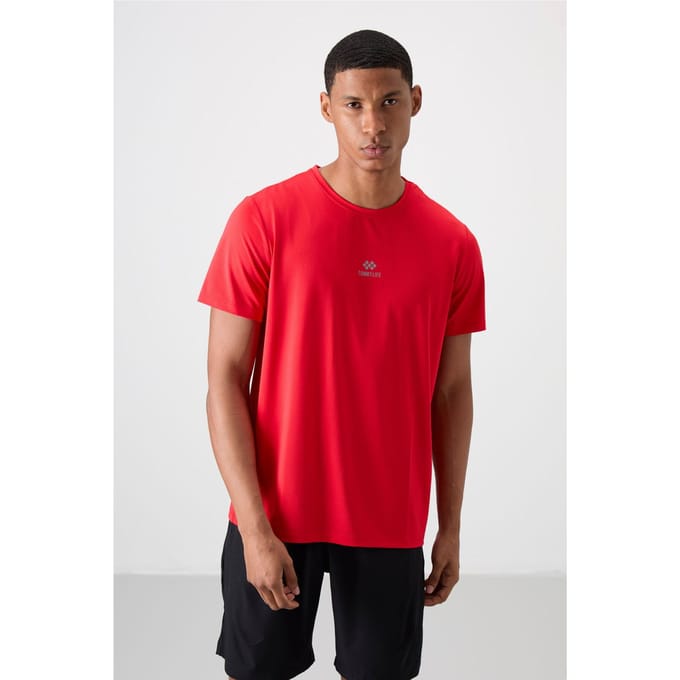 Heren T-shirt met logo-patch en korte mouwen