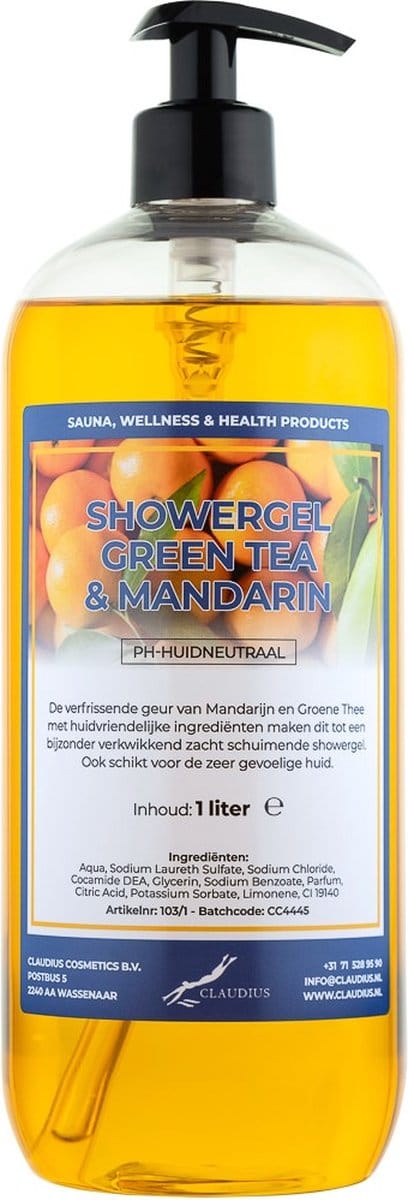 Claudius Douchegel Green Tea & Mandarin 1 liter - met gratis pomp - Showergel