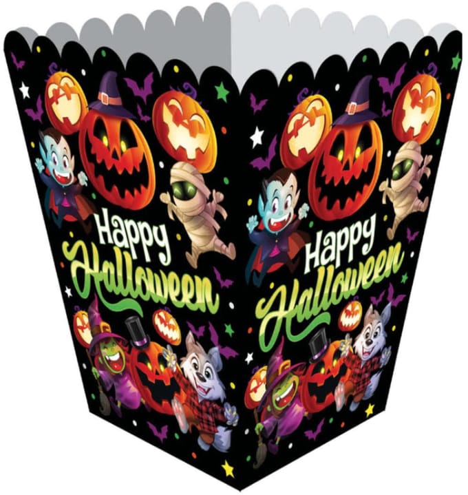 Fiestas Guirca - Happy Halloween little monsters popcornbak - 11 x 5 x 18 cm - 6 stuks - diy