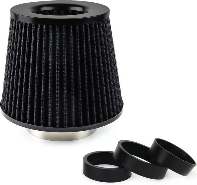 Universele Powerfilter / Open Luchtfilter / Sport filter (Zwart) incl 3 adapters