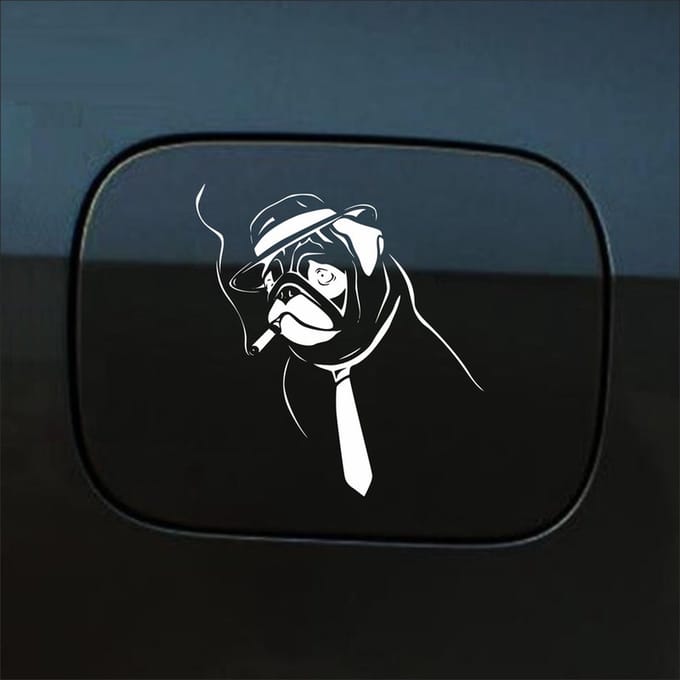 Bumpersticker - Hond Rokend - 10 X 13,6 - Wit