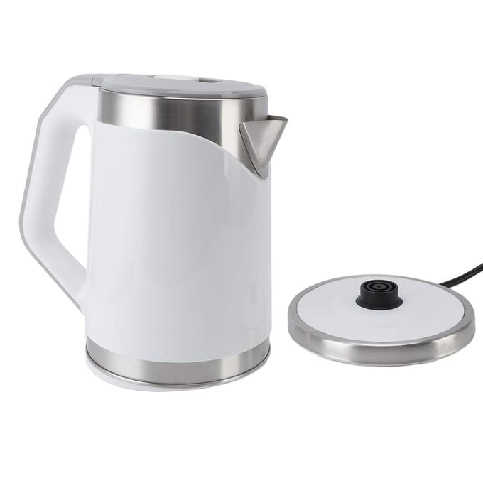 Elektrische Waterkoker Warmwaterboiler RVS Snelkokend Automatische Uitschakeling Dubbellaags Water L white