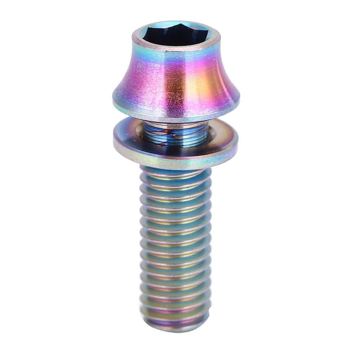 Fiets Titaniumlegering Waterfleshouder Schroefbout M5x12/16mm met Ring (Regenboog M5x16) gray