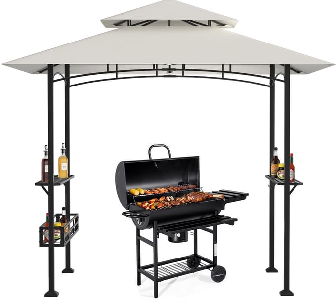 Barbecuepaviljoen met Haken Polyester beige