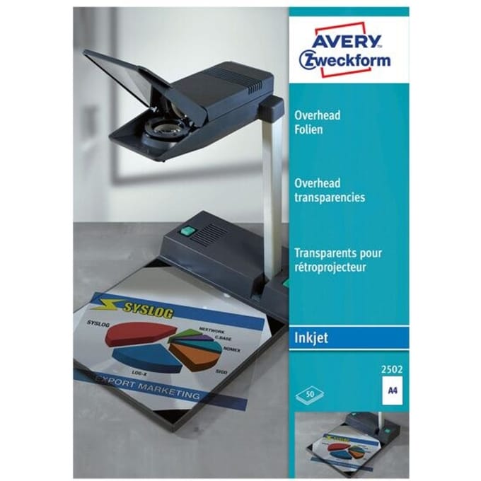 Avery-Zweckform 2502 2502 Folie voor overheadprojectoren DIN A4 Inkjet Transparant 50 stuk(s)