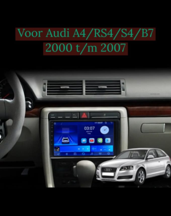 ADIVOX 9 inch geschikt voor Audi A4/RS4/S4 2000-2009 Android 14 2GB/32GB 8CORE CarPlay/Auto/Wifi/DSP/RDS/5G