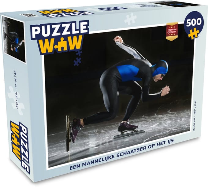 Puzzel Een mannelijke schaatser op het ijs - Legpuzzel - Puzzel 500 stukjes