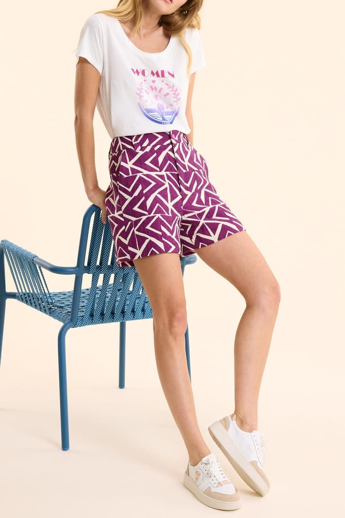ICode Jacquard Graphic Pattern Shorts In Violet Violine Größe: 40 | Kurze Sporthosen Outlet | Damen | Violett