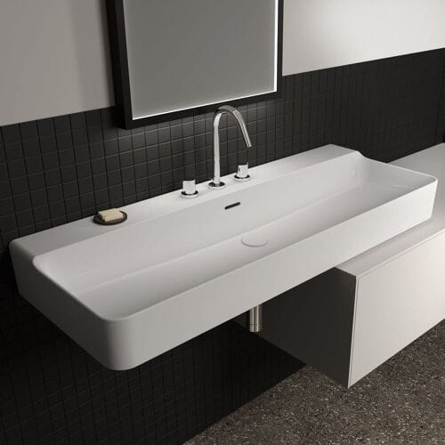 Ideal Standard washbasin 120 cm, 3 tap holes, w. overflow, polished T384001