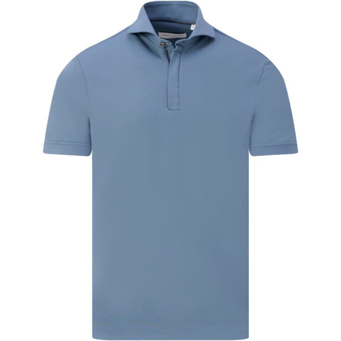 John Miller Polo Slim Plain Hyperstretch Short Sleeve Zip Collar Midden Blauw / male