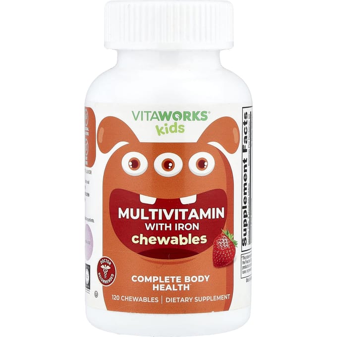 Kindermultivitamine met IJzer, Gemengd Fruit, Kauwbaar 120 Tabletten
