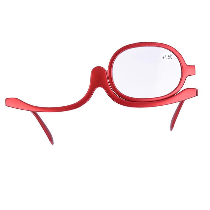Vergroot Oogmake-up Bril Enkele Lens Draaibare Bril Vrouwen Make-up Essentieel Gereedschap 150 rood