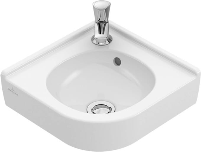 Villeroy & Boch O.novo hoekfontein 32x32cm - met kraangat met overloop wit